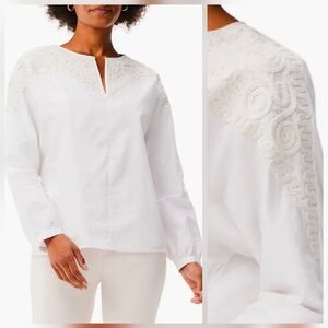 ❤️ NIC+ZOE SUBTLE SOUTACHE TOP, PAPER WHITE, SMALL